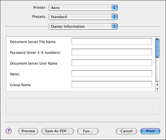 PRINTING FROM MAC OS X 14 3 Select the Page settings for your print job. 4 Click OK. 5 Choose Print from the application s File menu. 6 Choose the E-8000 as your printer.