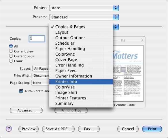 PRINTING FROM MAC OS X 20 Enabling Two-Way Communication If you enabled a TCP/IP network, you can retrieve copier/printer status and ColorWise settings from the E-8000 and display them in the printer