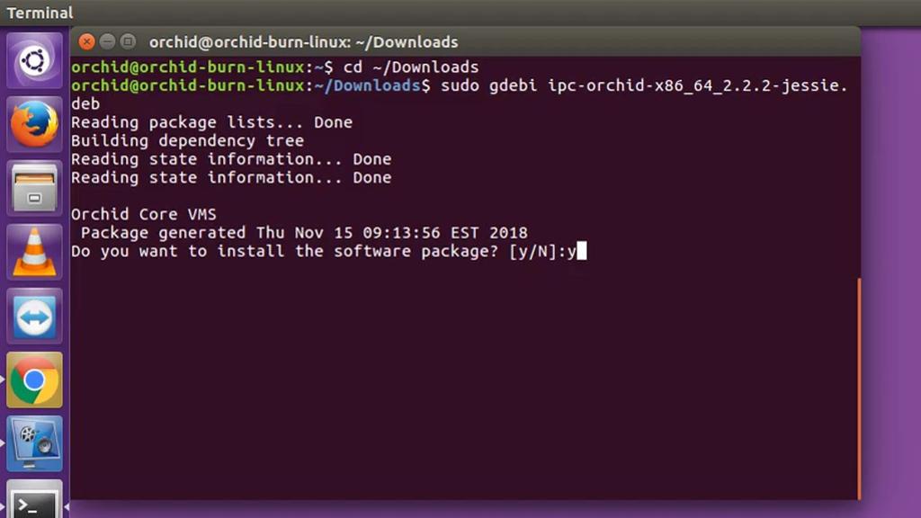 Orchid Core VMS Installation Guide v2.2.2 36 3. The GDebi command can now be used to install the Orchid Core VMS debian package. The syntax is sudo gdebi {packag e-name}.deb. For example, if the name of the package is ipc-orchid-x86_64_2.