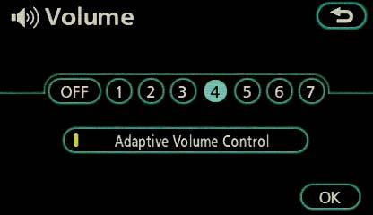 PRESS MENU > VOLUME The Volume feature allows for the adjustment of the voice guidance commands.