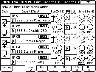 has passed through each insertion effect. If effects are chained, the settings after the last IFX in the chain will be used.