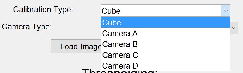 After choosing the camera you want to calibrate, choose the Camera Type accordingly.