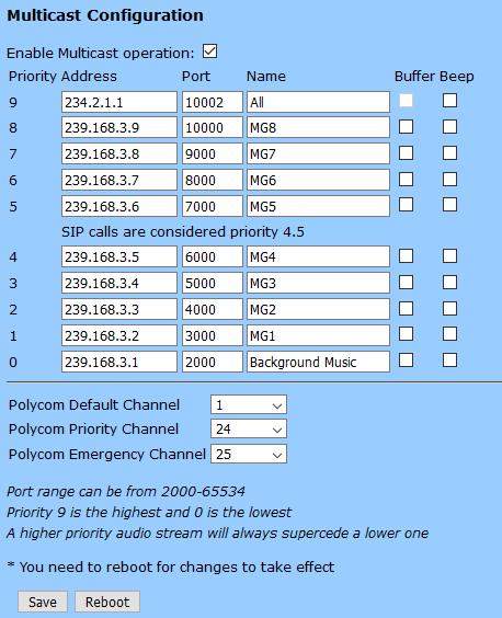 Enable Multicast operation: Checked Address: Enter the IP address of the Multicast Group. Note: To disable a relay on a group, use an IP address of 0.