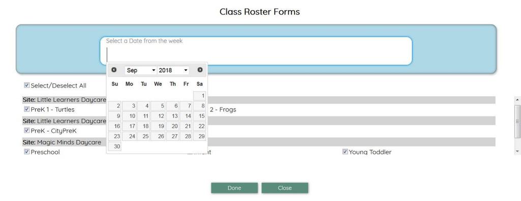 P a g e 14 Creating a Class Roster: When you choose Class Roster, you will have the option to select one or more