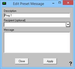 When you click on Edit, you will receive this prompt: Simply type in a Description for the preset message, select a