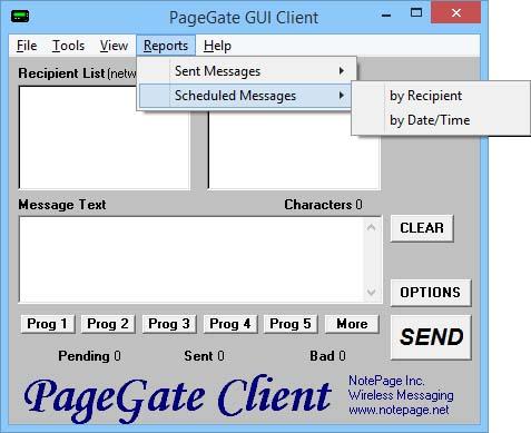 PageGate GUI Client Write report to file 1.3.4.2 21 print the report. When this option is enabled, the report is written to a file of your specification and name instead of queued to the printer.