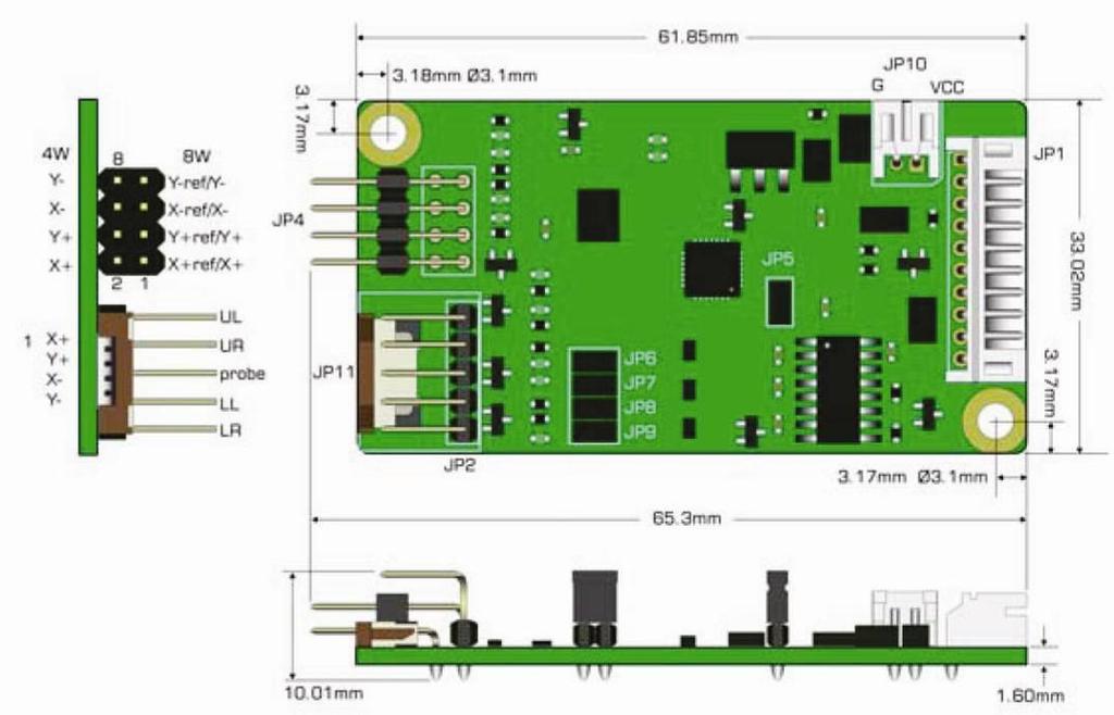 Controller Drawings Specifications Circuit Board Dimension 34mm x 61.89mm (1.3 x 2.