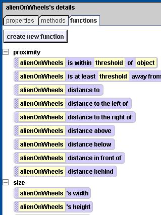 Functions Alice provides a set of built-in functions Similar to methods but like a mathematical function Takes some input and computes some output E.g.