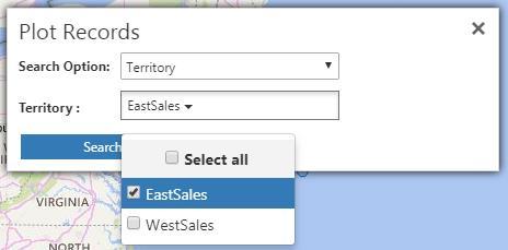 By Territory: You can also view records on maps based on territory you wish to