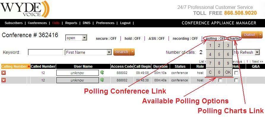 43 Figure 28: The Location of the Polling Conference Link This polling conference link works like a toggle switch.