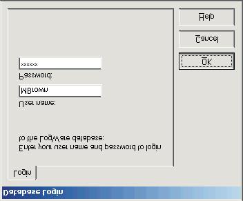 2 Security features User accounts 8 On the Database Login dialog, enter the user name and current password for the