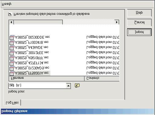 9936 LogWare III User s Guide 5.1 Import options 1 The Import Options dialog allows the user to select one or more files to import data from.