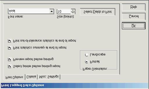 9936 LogWare III User s Guide 7.3.1 Print logged data options The Print Logged Data Options dialog allows the user to choose the data to print and determine how it should be printed.