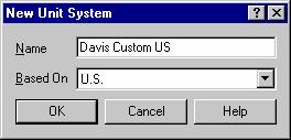 New Unit System You can define a custom unit system for CarChip if you have specialized units-of-measure requirements. 1. Choose Units from the Setup menu.