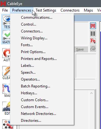 Setting Preferences 8-2 The CableEye Preferences menu contains several options that allow you to define preferences and special settings that control many of the functions of both your CableEye
