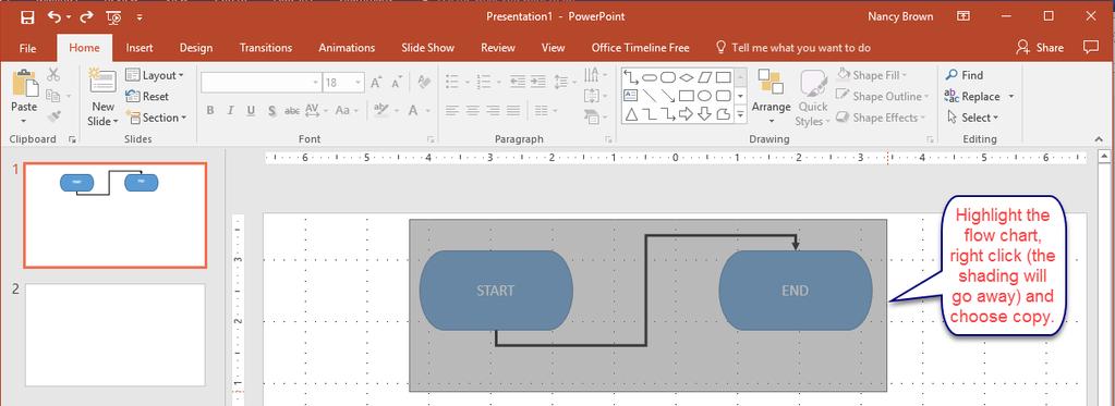 You now have a flowchart drawing that you can move within your PowerPoint slide.