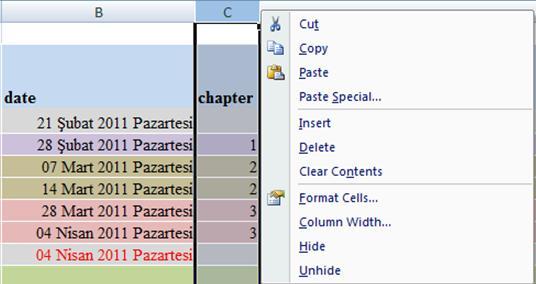 HIDE AND UNHIDE COLUMNS, ROWS selected columns