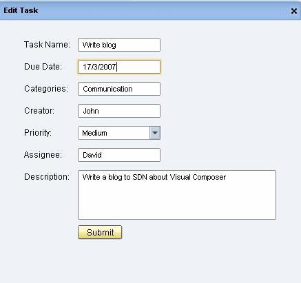 Figure 6: Edit Task screen with updated information To view the updated task details in the