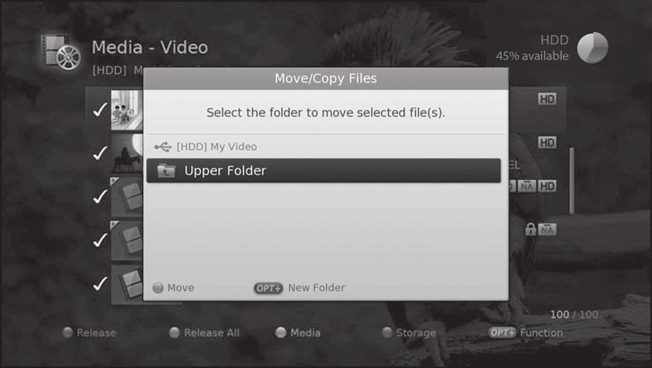 Media List Note: To play multiple files successively, select the files using the RED button and press the OK button.