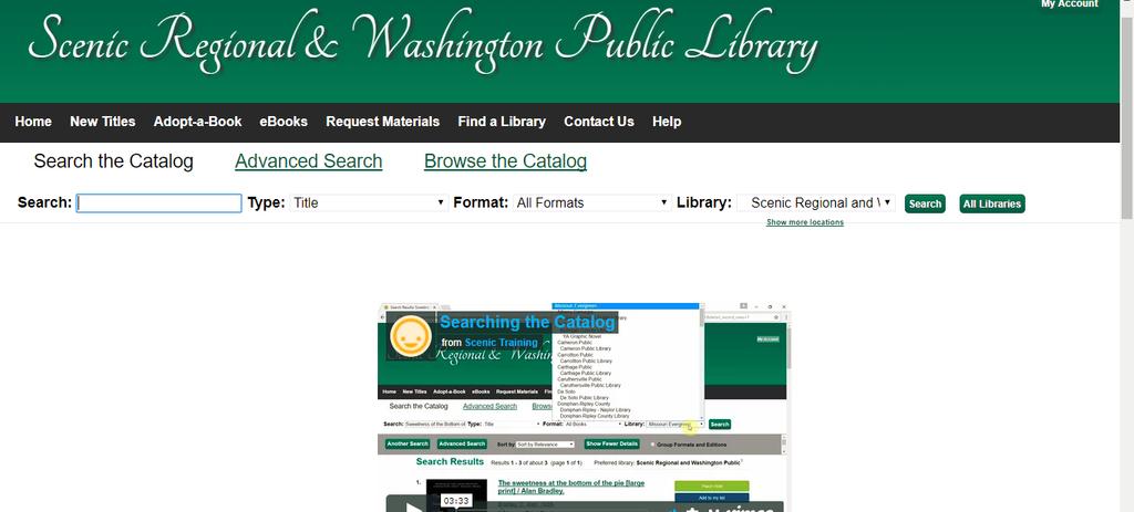 Using the Online Public Access Catalog (OPAC) As stated in the Missouri Evergreen I class, Evergreen has two main interfaces.