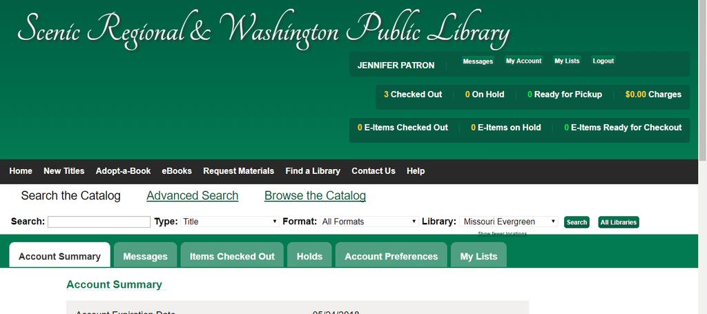 Using the Online Public Access Catalog (OPAC), continued Menu Bar The Menu bar provides access to other information that may be helpful to patrons.