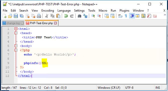 IIS-Web-PHP-Configuration-Key.docx CSCI-3343 27 P a g e Create PHP-Test-Error.
