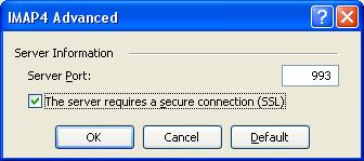 15 30. Click the Advanced... button. Result: The "IMAP4 Advanced" dialog appears.