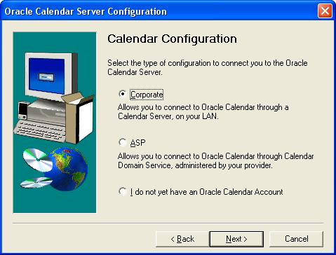 7 10. Accept the default profile name of Oracle Connector for Outlook and click Next. Result: The "Oracle Calendar Server Configuration" dialog appears. 11.