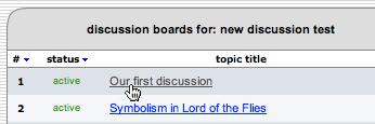 The default view is all topics. Select the types of discussion topics you want to view. Posting a Reply To view a discussion with its responses, click the discussion topic's title.