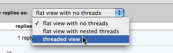 Chapter 6: Discussion Boards use the threaded view, choose threaded view using the "show replies as:" pulldown on the discussion page.