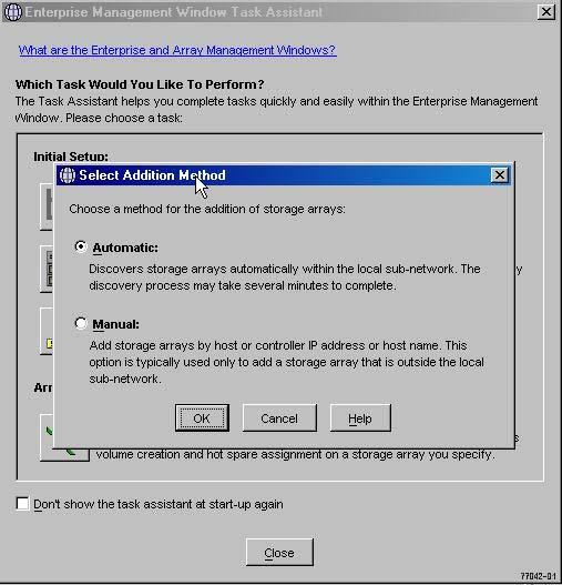 Step 12 Adding the Storage System........................................... Figure 35 Select Addition Method Dialog 2 Choose the Automatic Method, and click OK.