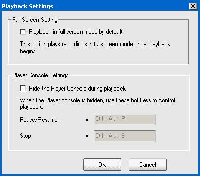 2 On the WebEx Player console, on the Controls menu, choose Settings. The Playback Settings dialog box appears.