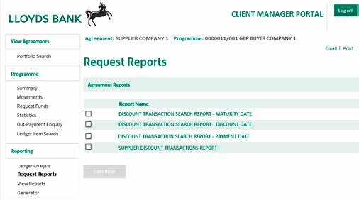 1. Click on Request Reports, tick