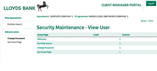Changing your home page The first screen you see when you log into Client Manager Portal is known as the Home Page.
