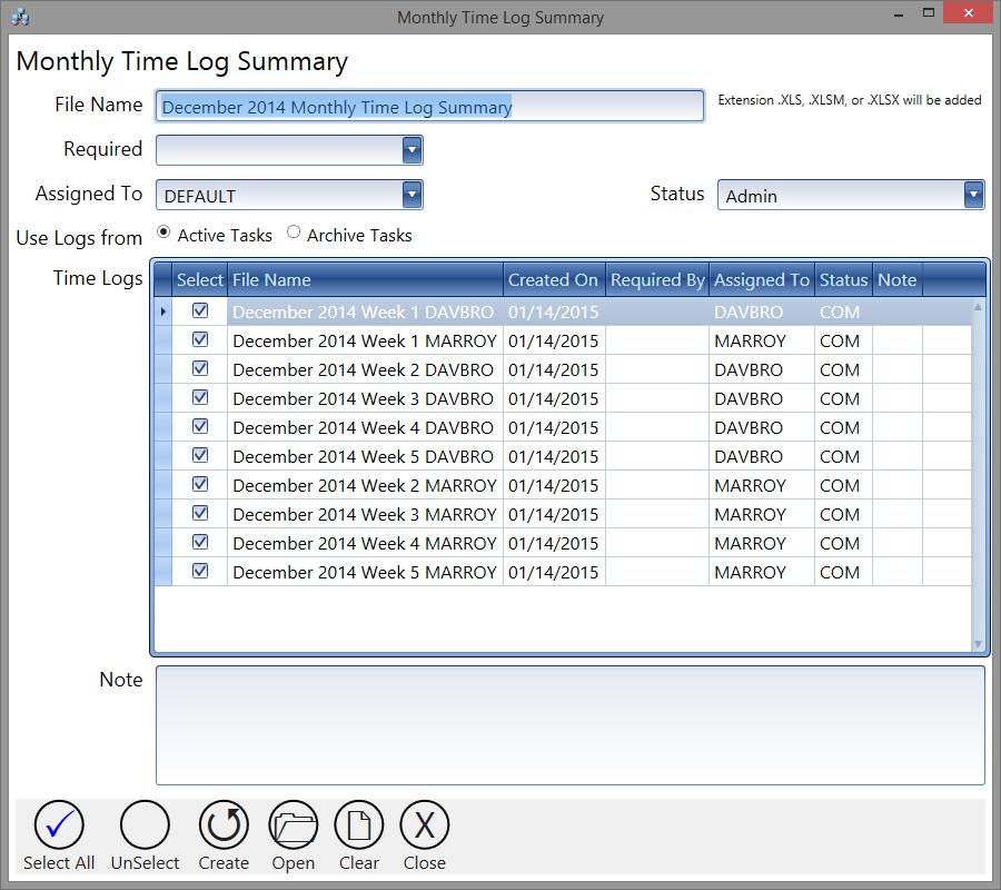 Admin > Monthly Time Log Summary This tile is used to prepare a monthly summary of employee time logs.