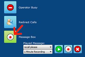 MESSAGE BOX When you select the "Message Box" button DRC works as a simple answering machine: When a call is coming in, DRC answers, plays