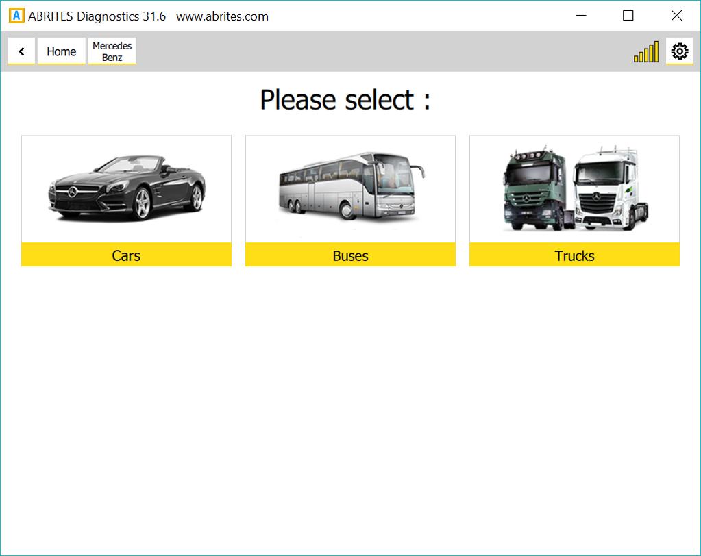 1. Select if you are working on a car, truck or bus: 2.