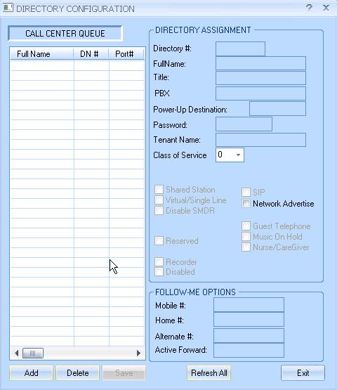 The Extension Range Selection screen is shown below where Call Center Queue numbers can be added and if required a range can be