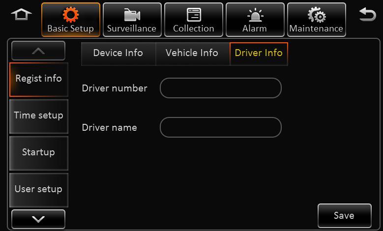 Driver number: Input manually. Driver name: Input manually. 2.