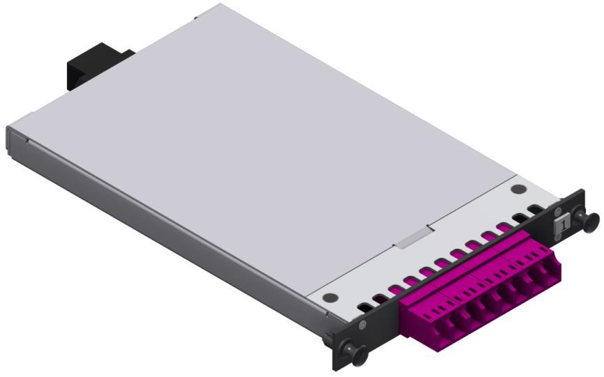 PreCONNECT OCTO MTP Module-Cassettes for SMAP-G2 HIGH-DENSITY with 1/3 HU Part-Front-Plates PFP Properties: For Port-Breakout of PreCONNECT OCTO Breakout-Trunks, as described in the application cases