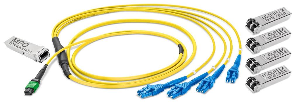 SM fiber Microunit Interconnect Cables 3 mm LC-Uniboot leg-lengths 0.5m, legs numbered LSZH by default 1 to 4.