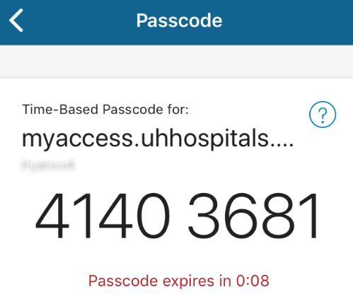 Note A new passcode is generated every 60 seconds. Ten seconds before the passcode expires, a countdown will appear under the passcode.