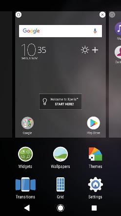 To set a pane as the main Homescreen pane 1 Touch and hold an empty area on your Homescreen until the device vibrates.