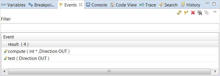 Model Debugger (3/3) The Events view allows you to send events to the application through ports Send