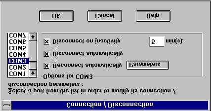 48 2. The "Connection/Disconnection" window will display: 3. To allow the automatic reconnection of a local COM port to a shared network port: a) Click on the "Reconnect automatically" button.