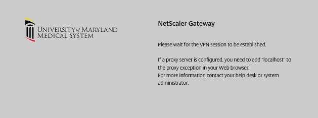 5. If the Citrix Netscaler Gateway Plug-In (VPN Client) is installed, the client will begin connecting.. 6.