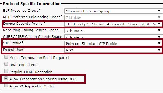 Note: This field is arbitrary for third-party SIP Devices in CUCM, however Polycom recommends configuring the actual MAC address of the RealPresence Group Series system to avoid conflicts. b.