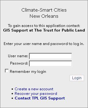 GETTING THERE Accessing the site Use the following link to connect to the Climate-Smart New Orleans Landing Page o https://web.tplgis.