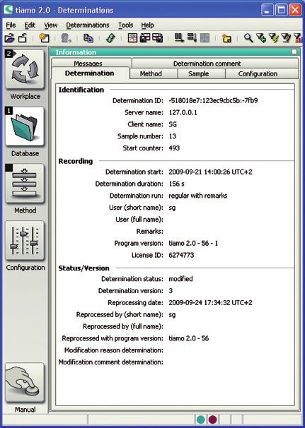 Version check All data records are stored in tiamo TM together with their version.