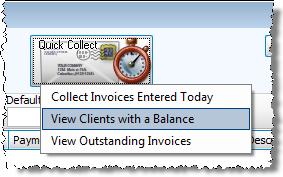 View Outstanding Clients from the window that appears to select your clients and create a collection.see the article titled View Outstanding Invoices for further information.